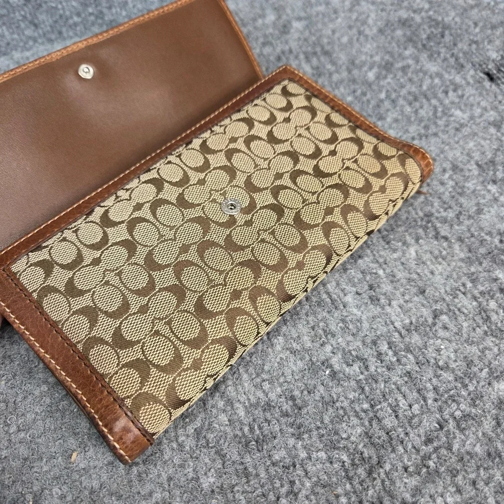 Coach Snap Closure Signature C Wallet Fabric with Leather Trim VTG y2k
